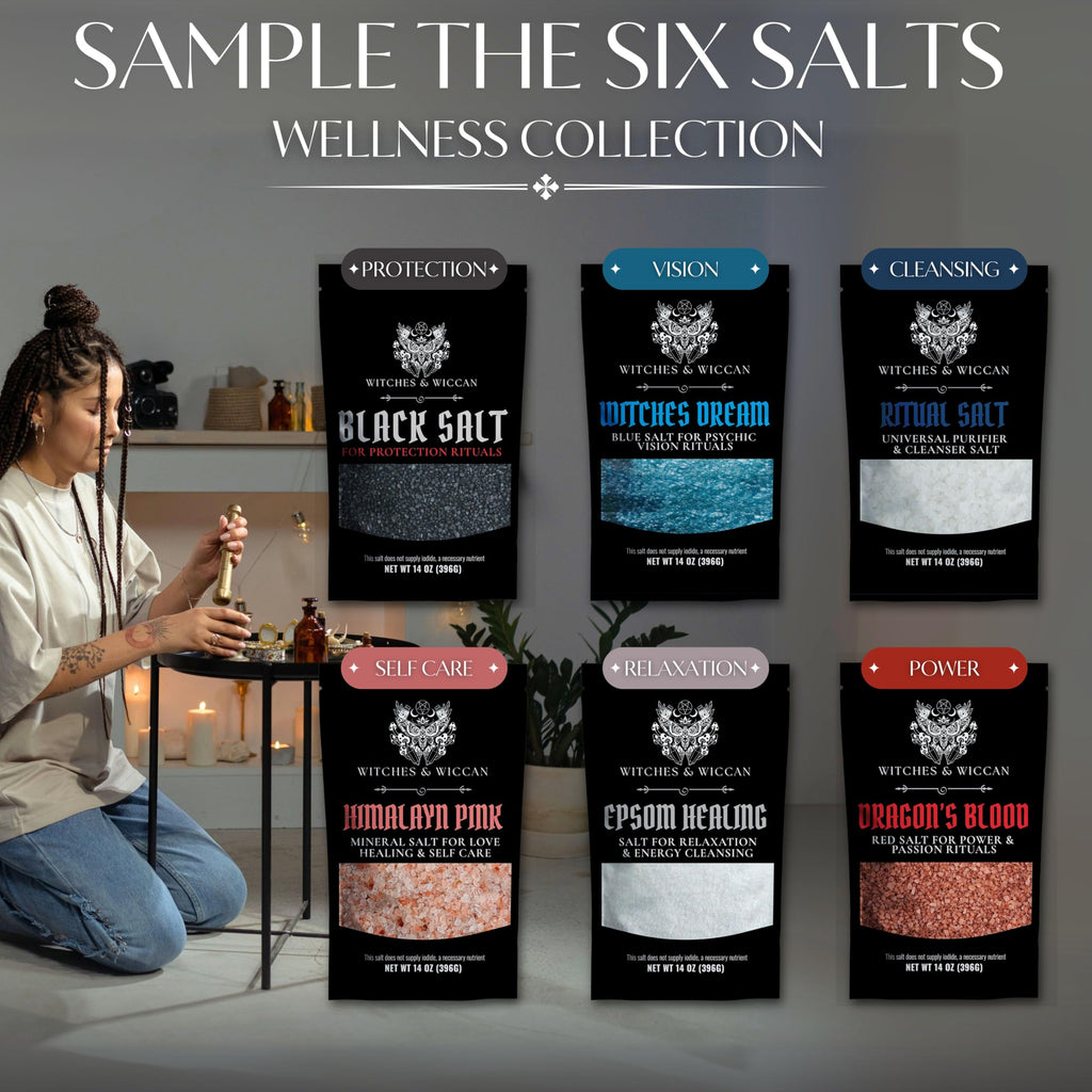 Ritual Salt Starter Collection Pack for Ceremony and Spell – Handcrafted Negative Energy Protection Crystals for Witchcraft Supplies – Witches & Wiccan