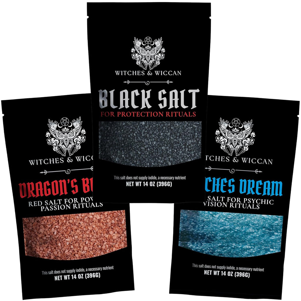 Witches & Wiccan Red, Blue and Black Ritual Salt 3-pack