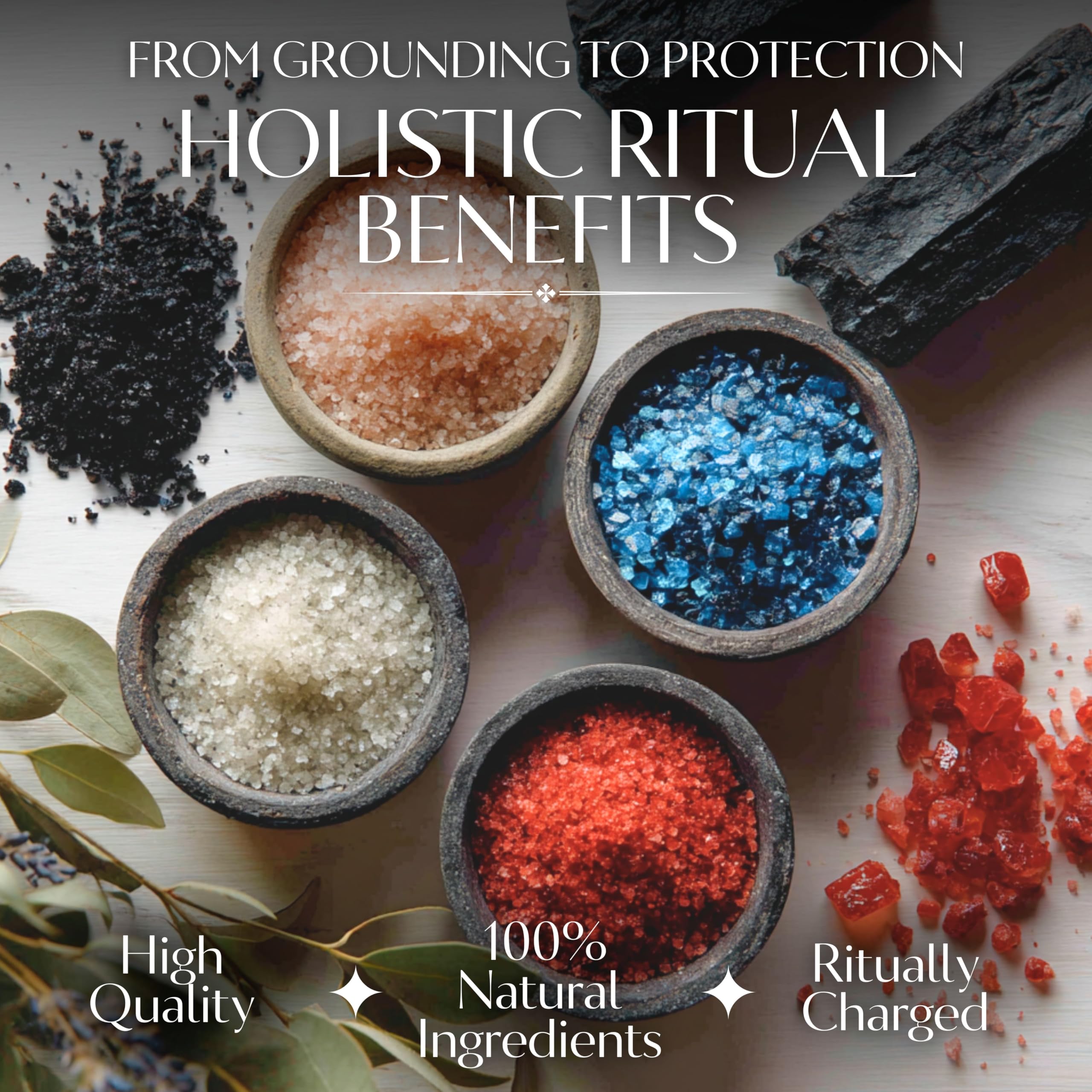 Ritual Salt Starter Collection Pack for Ceremony and Spell – Handcrafted Negative Energy Protection Crystals for Witchcraft Supplies – Witches & Wiccan