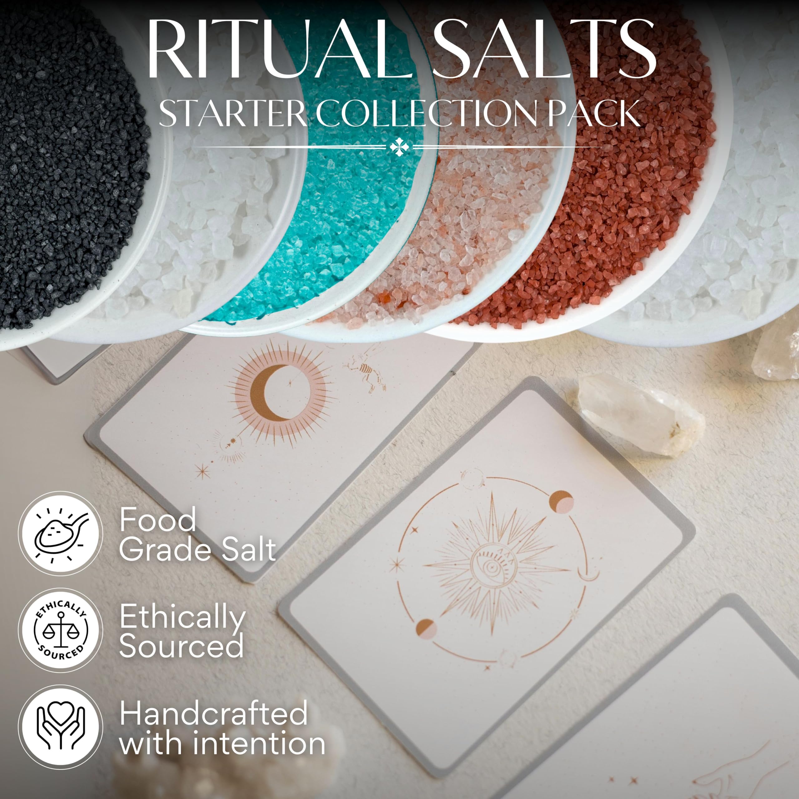 Ritual Salt Starter Collection Pack for Ceremony and Spell – Handcrafted Negative Energy Protection Crystals for Witchcraft Supplies – Witches & Wiccan